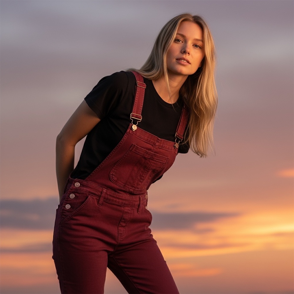Judy Blue Women's Burgundy Denim Overalls - Picture 3 of 9